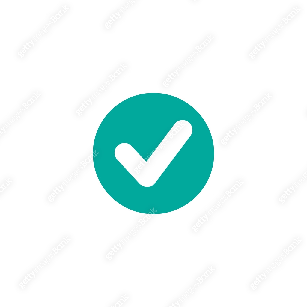 Check Mark. Valid Seal icon. white tick in blue circle. Flat OK sticker ...