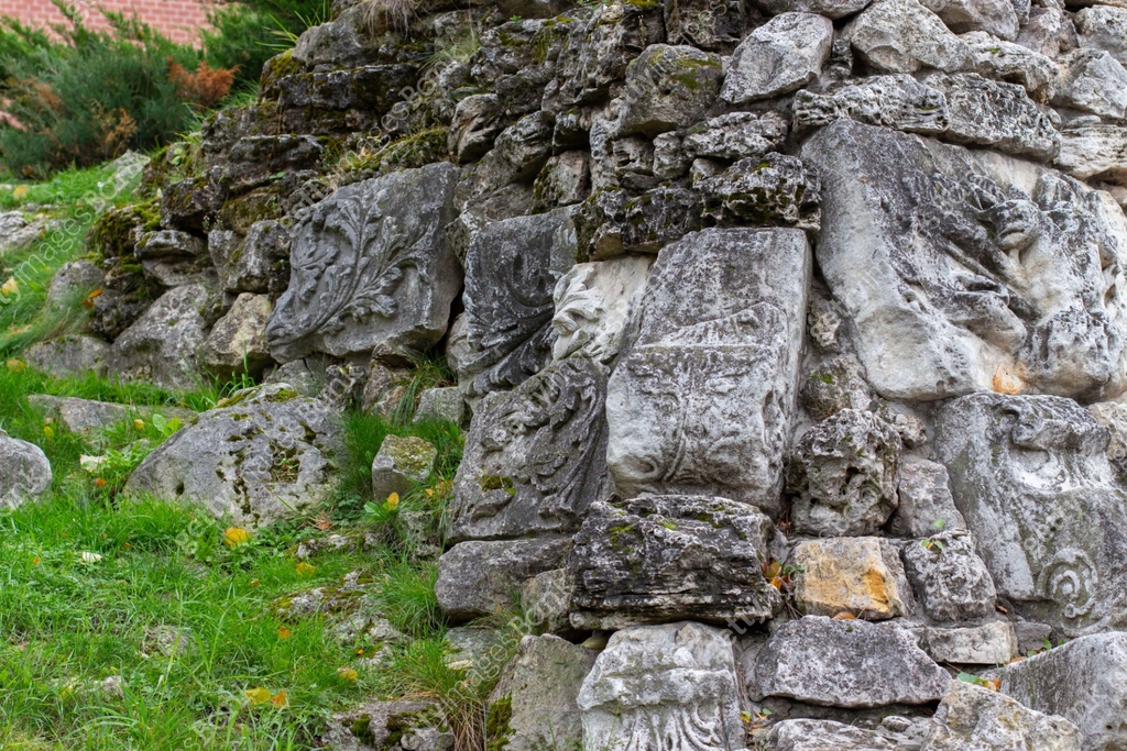 A bunch of pageant fragments of the fortress, stones with Hellenistic ...