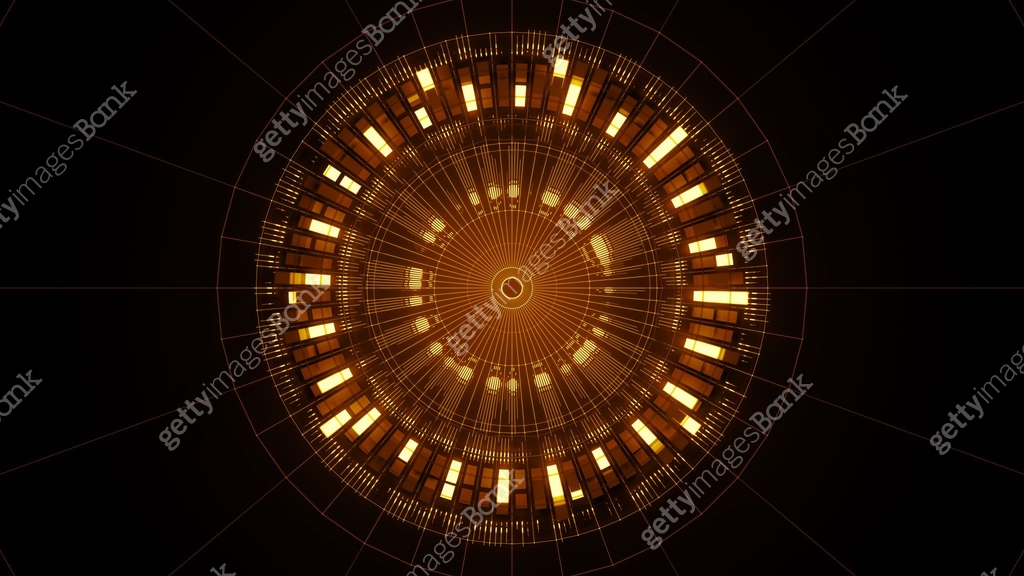 Circular structure with bright elements and lines. Centered composition ...