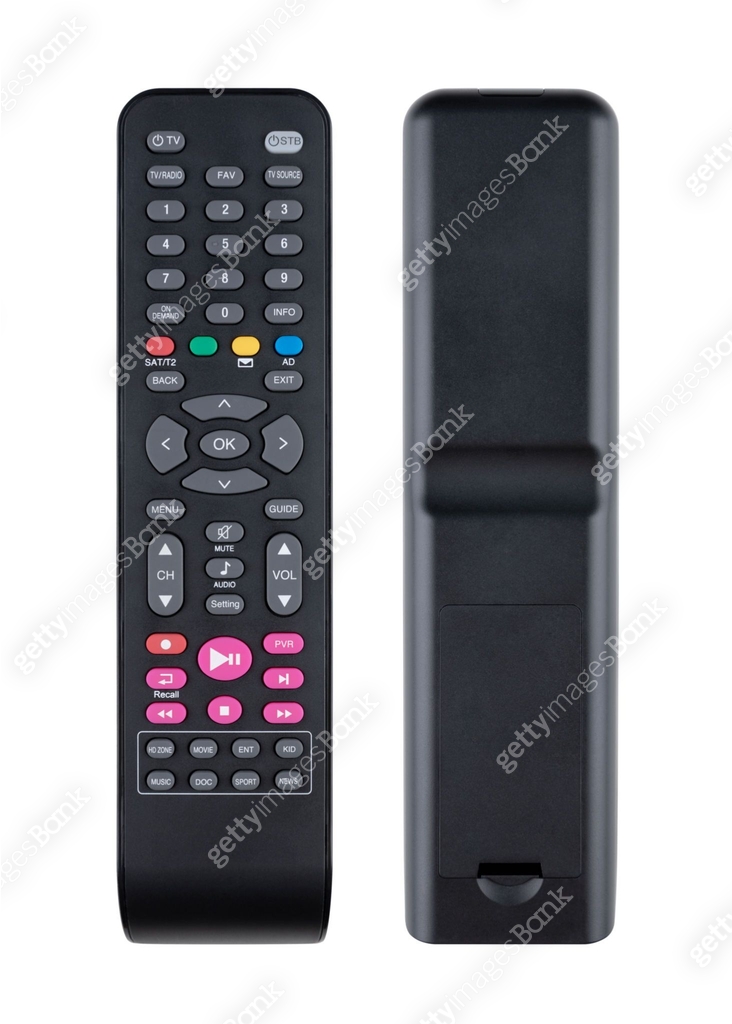 Television remote control (Front&Back) isolated on white. 이미지 ...