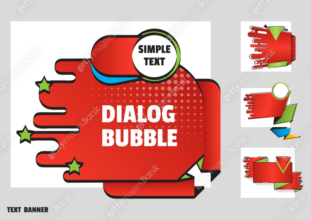 Dialog Banner Set of banners red color for sales and promotions. Flat line art style ...