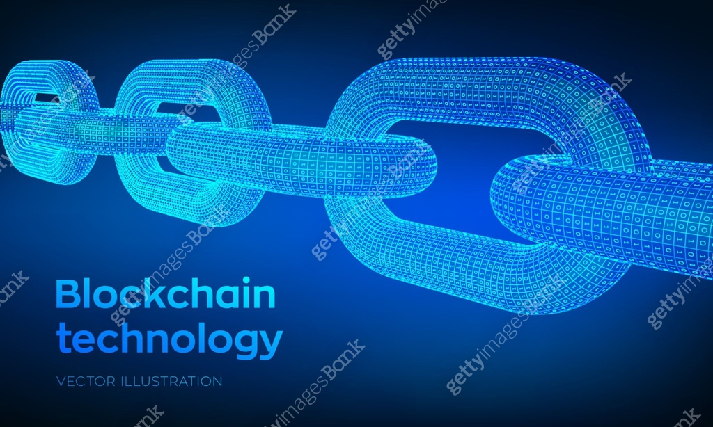 Block chain. Crypto currency. Hyperlink chain. Blockchain concept. 3D ...