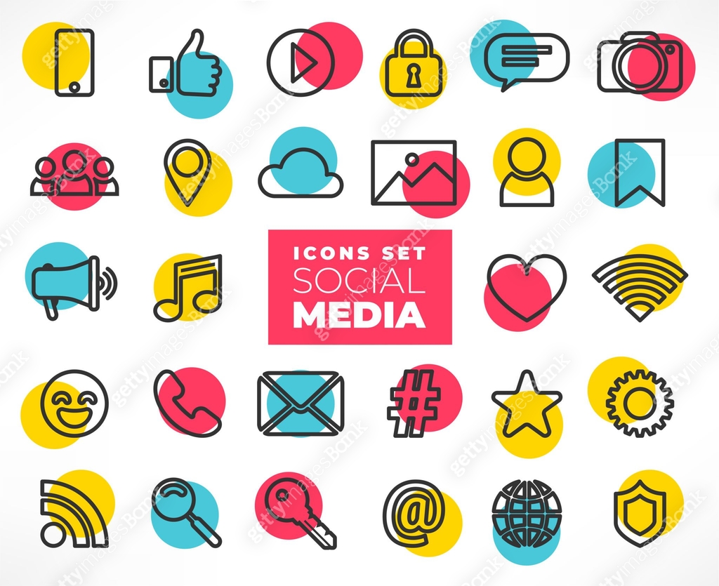 Line social media icons with color circle set 이미지 (1183886600) 일러스트, 무료 ...