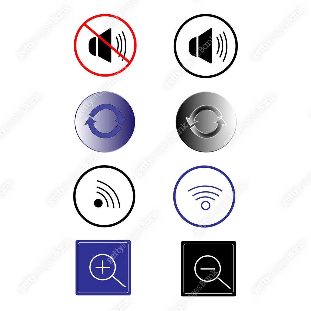 Volume control icons, wifi signs 이미지 (1188218052) 일러스트, 무료 일러스트, 아이콘 ...