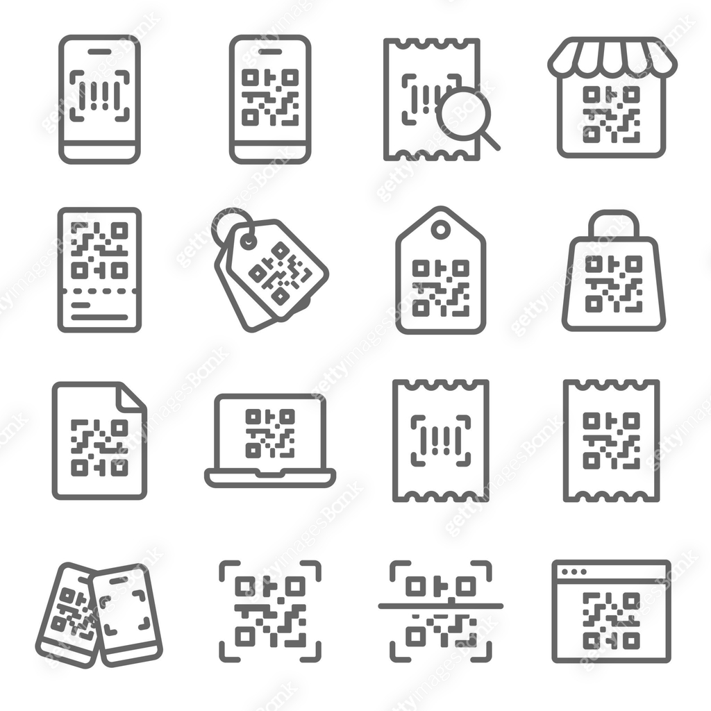 QR Code icons set vector illustration. Contains such icon as Mobile ...