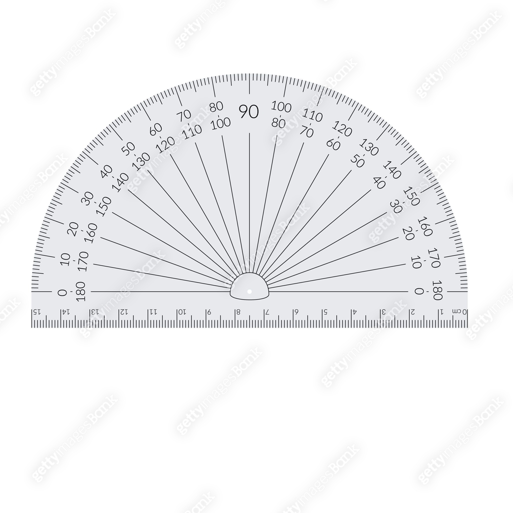Paper circular protractor with a ruler in metric units 이미지 (1190446485 ...
