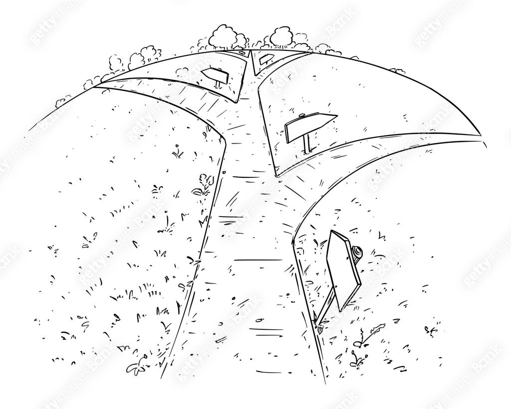 Vector Cartoon Illustration of the Path or Way Forward and Branching ...