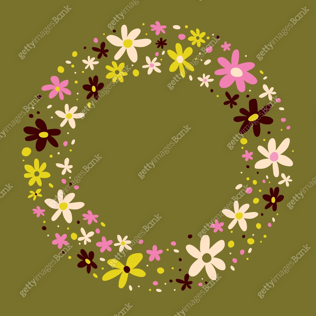 flowers nature circle frame border design elements 이미지 (1188384456 ...