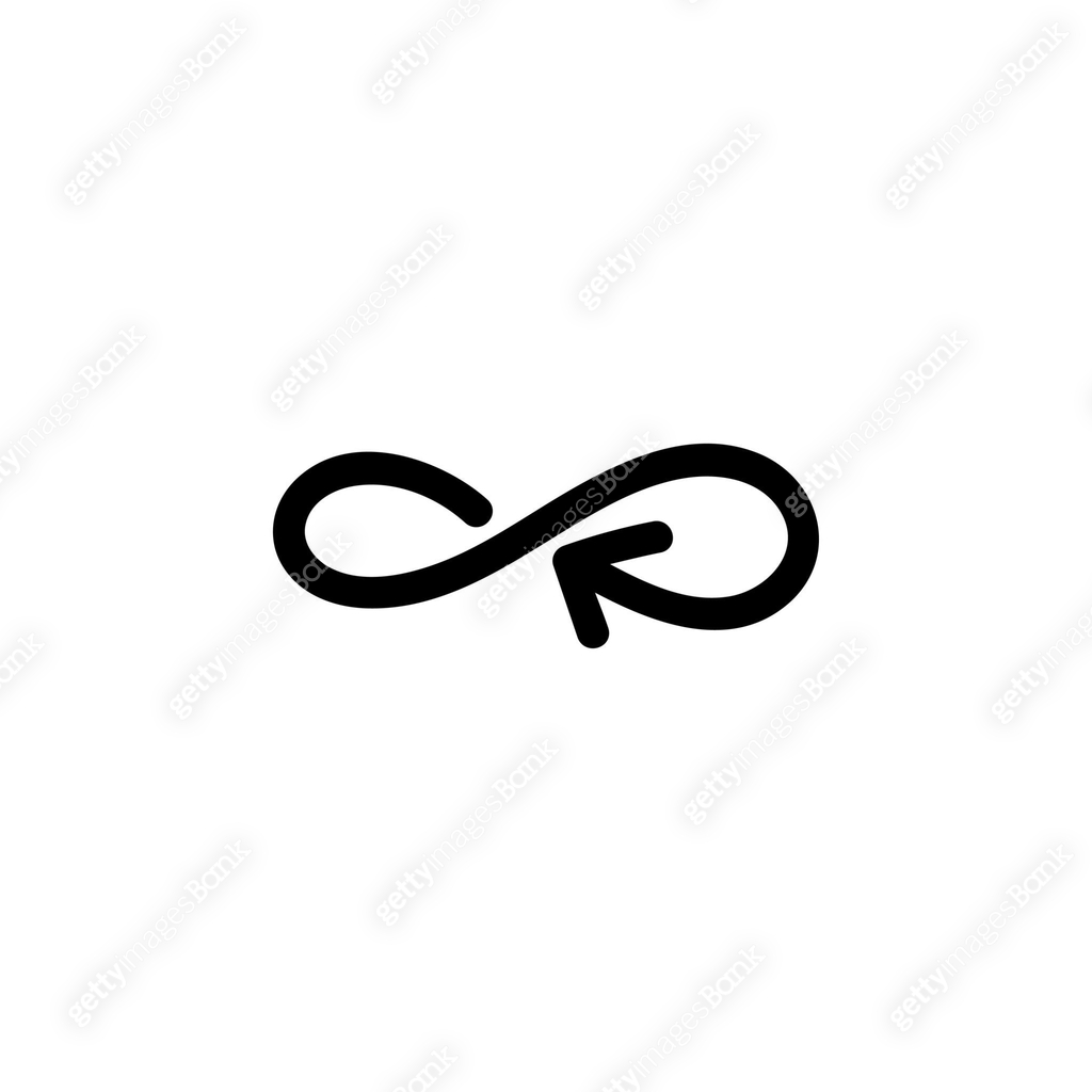 Infinity arrow doodle loop symbol, vector outline isolated illusatrtion ...