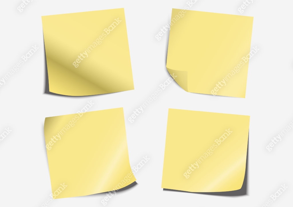 Yellow Post note label paper folding set on board with shadow- Vector ...