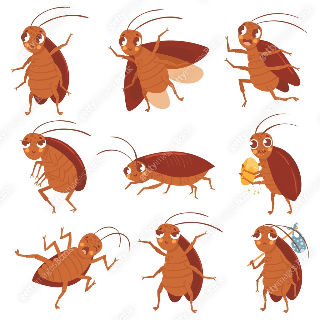 Cockroach Sticker Pack Cartoon cockroach mascot. Angry cockroaches, insect pests and bugs ...