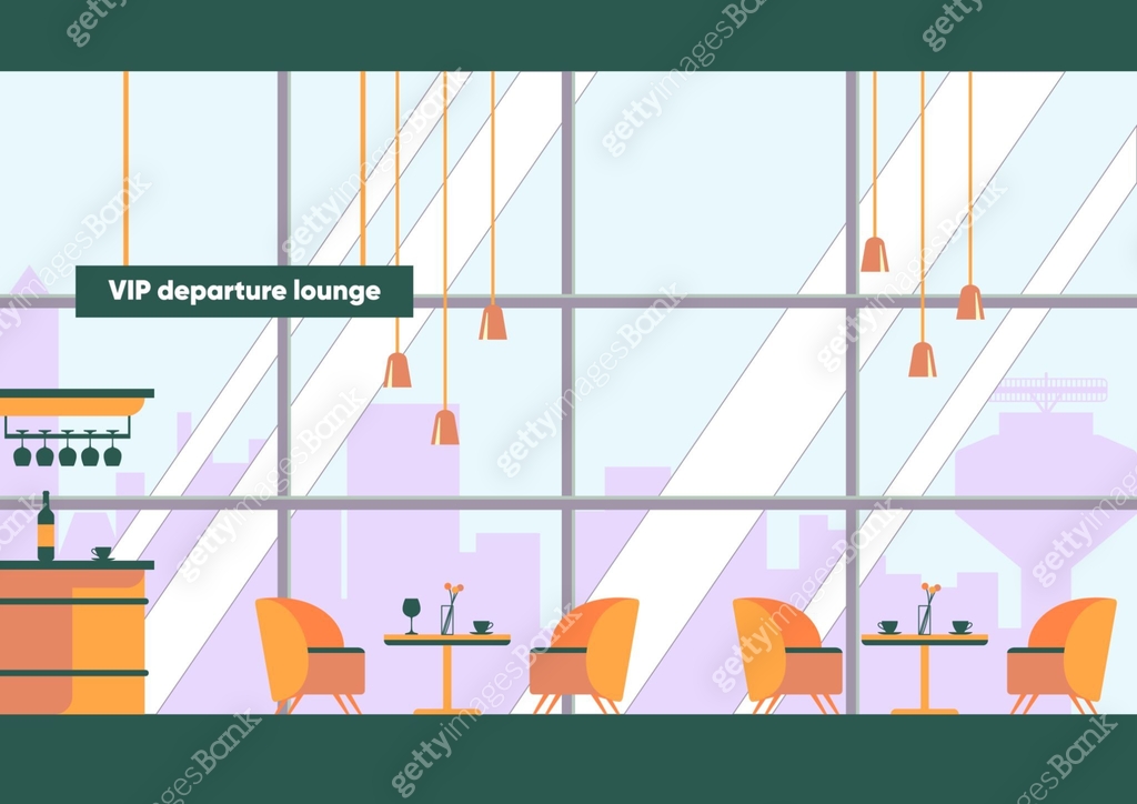 Vip Departure Lounge Interior with Bar Counter 이미지 (1194156529) 일러스트 ...