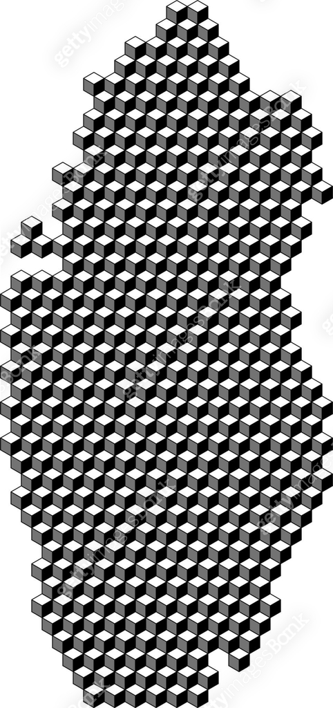 Qatar map from 3D black cubes isometric abstract concept, square ...