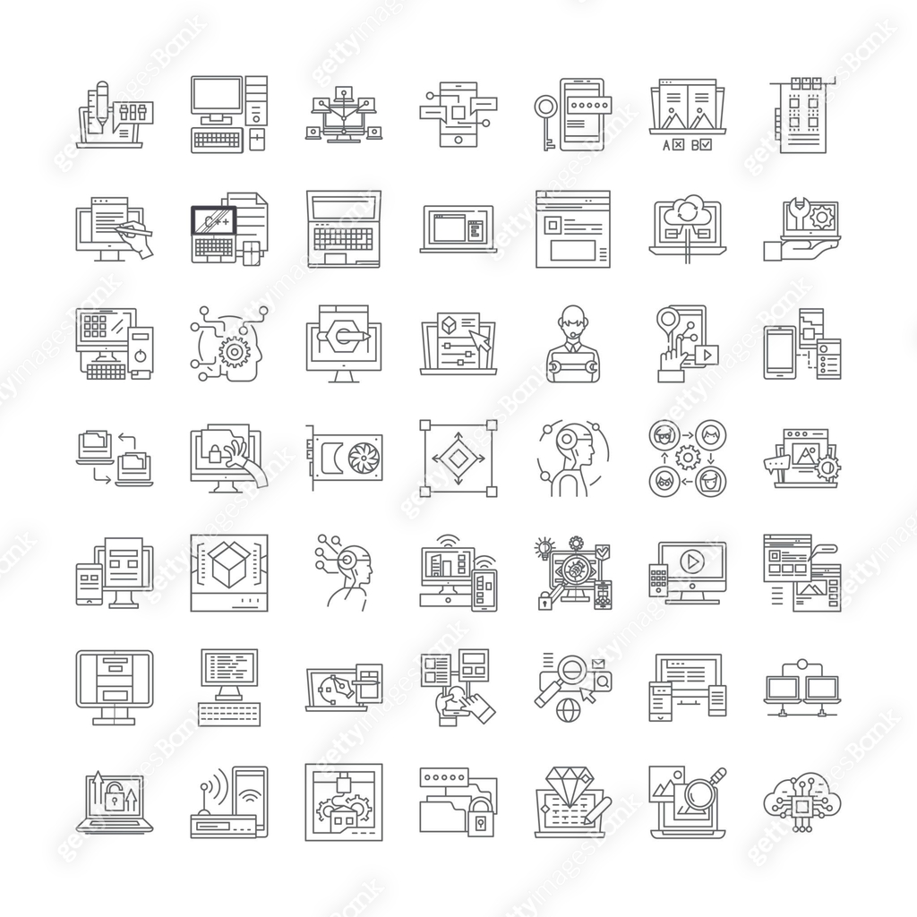 Software linear icons, signs, symbols vector line illustration set 이미지 ...