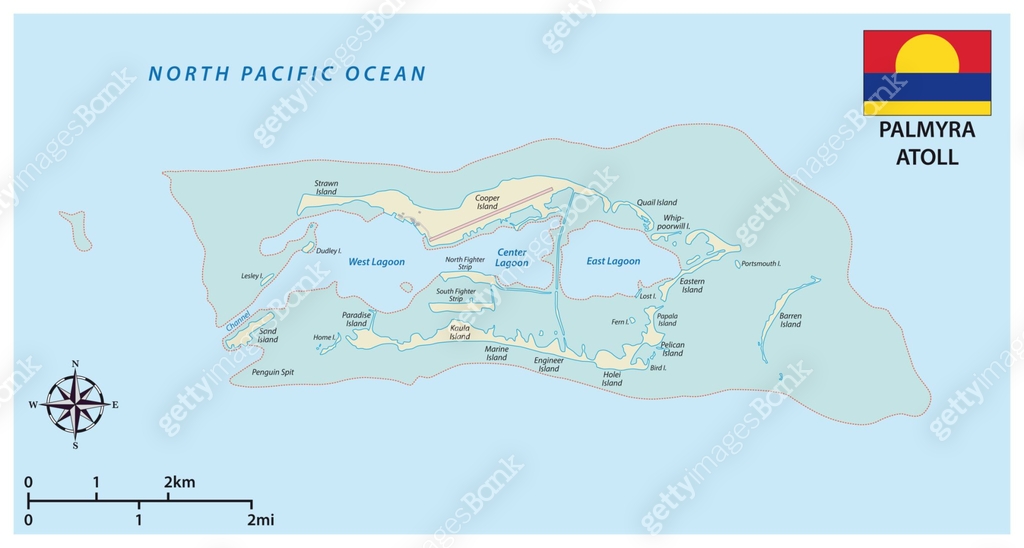 Map of the Palmyra Atoll an unorganized territory of the United States ...