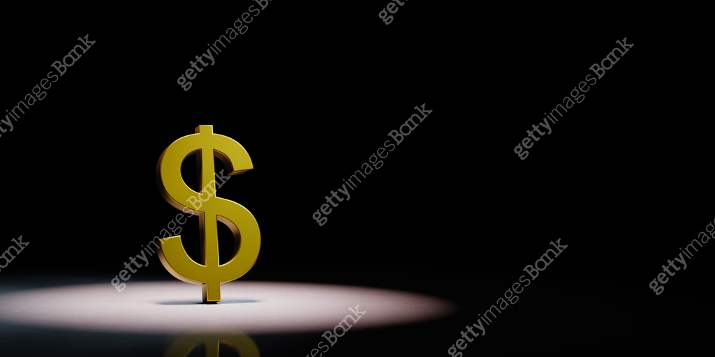 Dollar Sign Shape Spotlighted on Black Background 이미지 (1190998931) 일러스트 ...