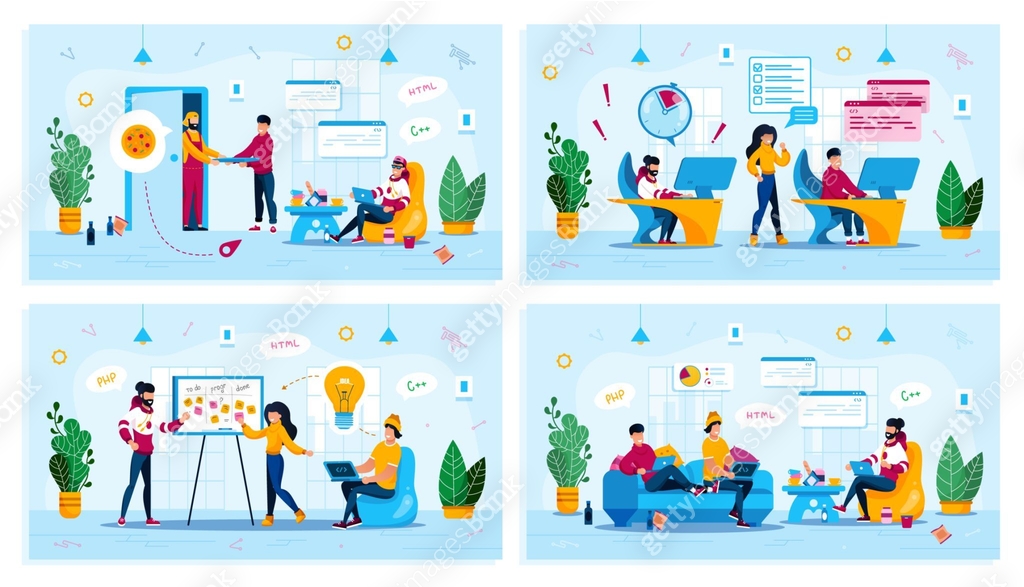 Programmers Working Process Vector Concepts Set 이미지 (1201116084) 일러스트 ...