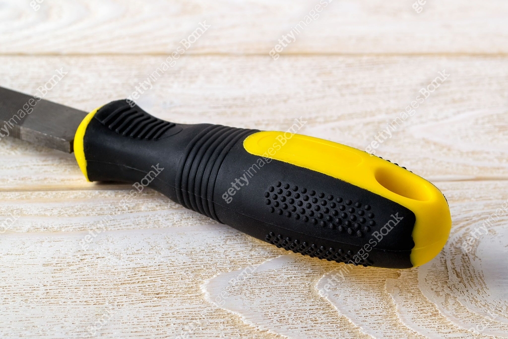 Rasp handle with a coating which eliminates the tool slipping in hands. Rubber handle of flat ...