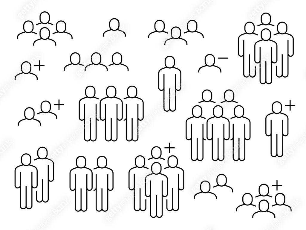 People group icons. Big crowd sign, corporate business employees ...