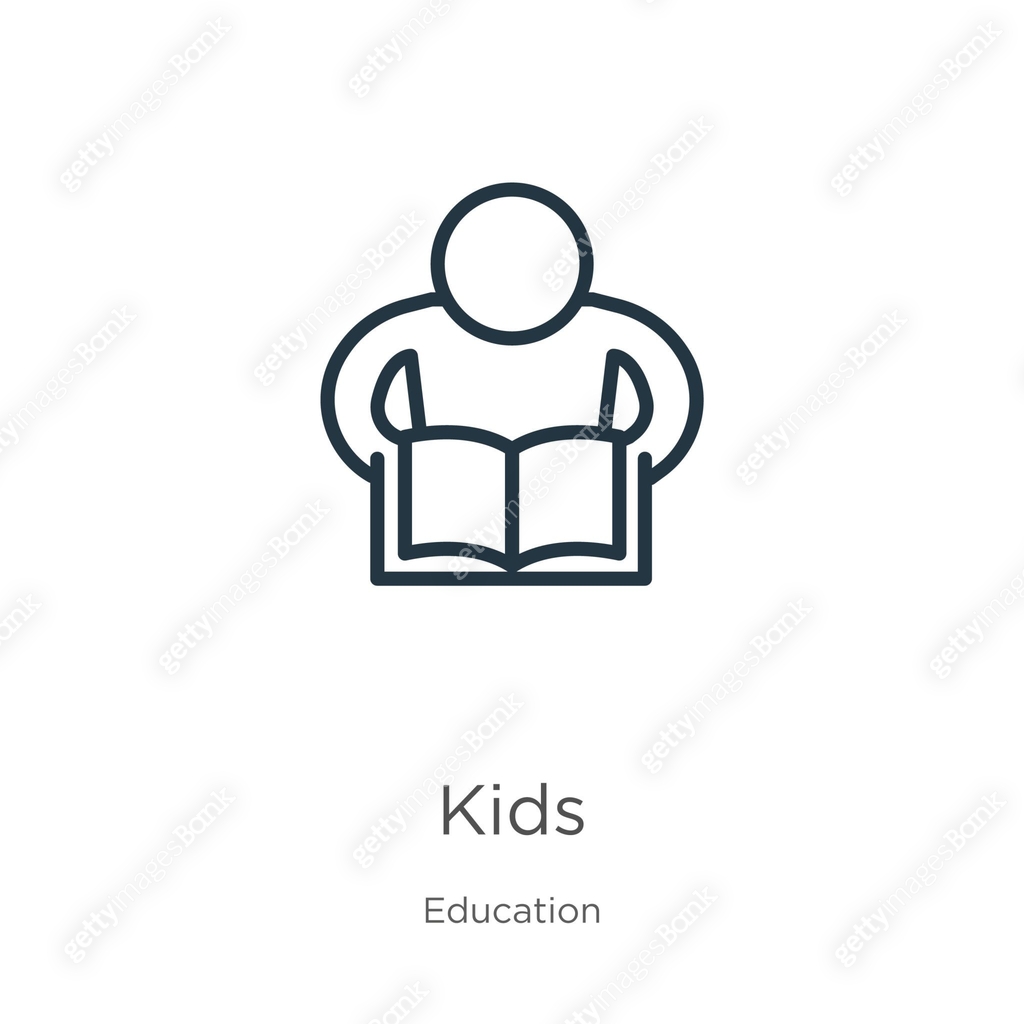 Kids Topic Icon Kids icon. Thin linear kids outline icon isolated on white background ...