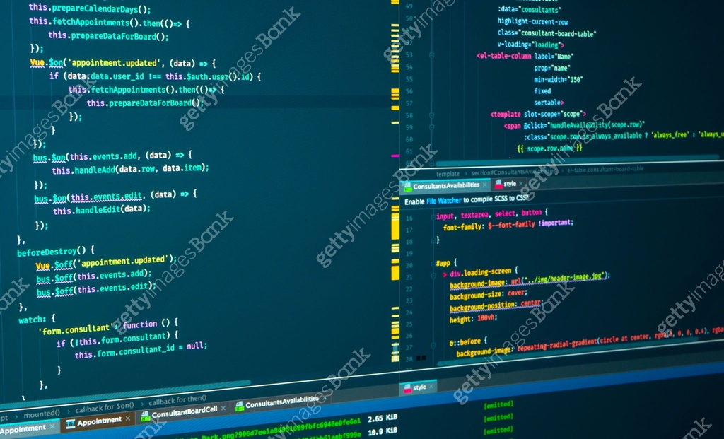 Program code Javascript, HTML, CSS of site. Web development. Programmer ...