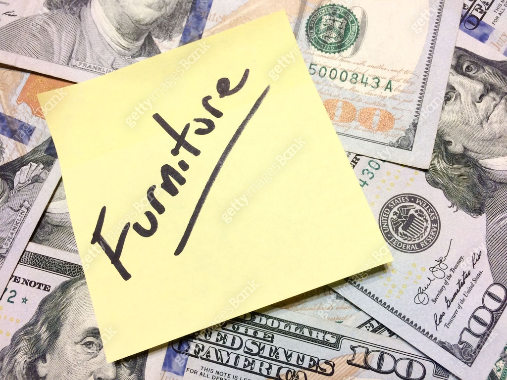 Cash Paper Note American cash money and yellow paper note with text Furniture 이미지 ...