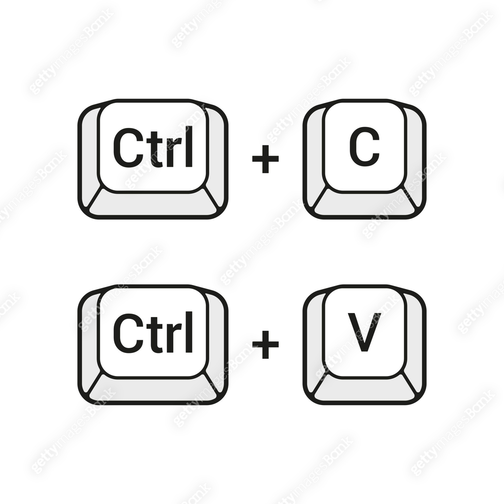 Ctrl C and Ctrl V keyboard buttons. Copy and paste key shortcuts ...