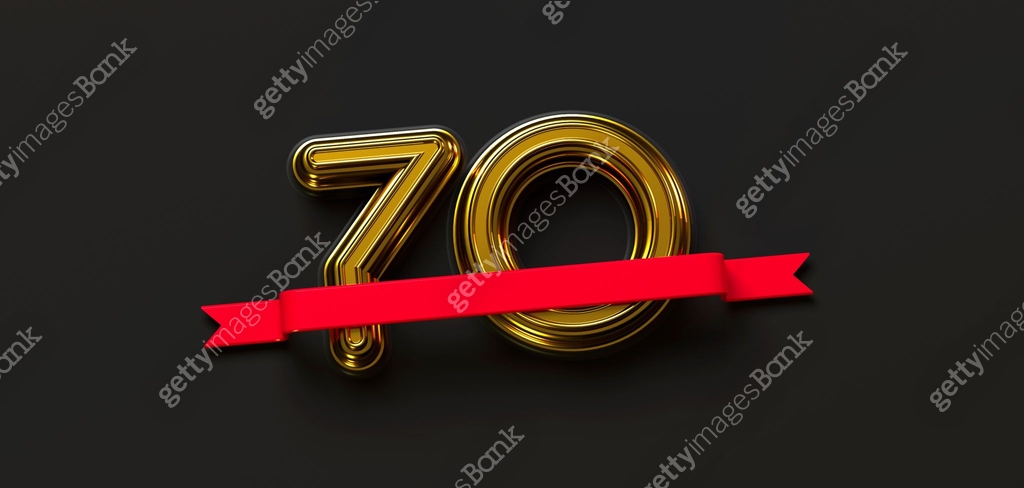 70th Red Lettering 70th birthday card golden letters and red ribbon 이미지 (1202688132) 일러스트 ...