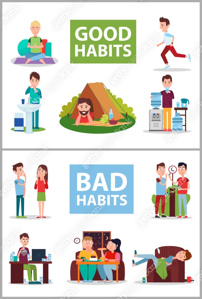 Good and Bad Habits Poster Vector Illustration 이미지 (1202898182) 일러스트 ...