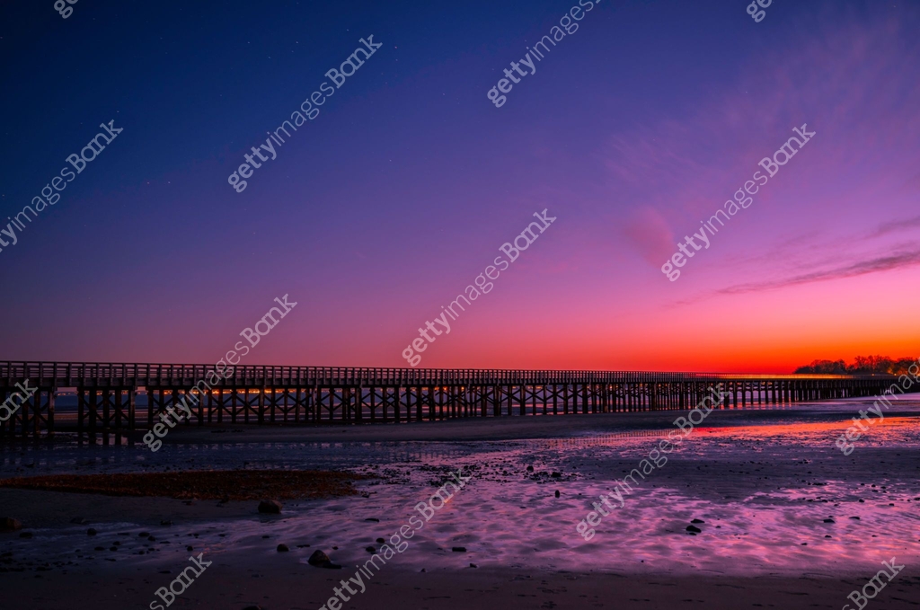 Powder Point Beach Powder Point Bridge over the Black River at Low Tide Nightscape 이미지 ...