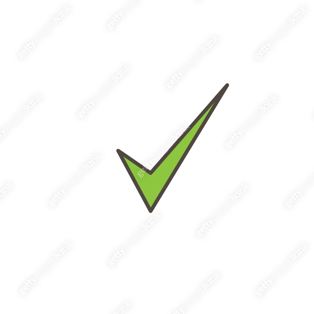 Check Mark. Valid Seal icon. Green sharp tick with outline. Flat OK ...