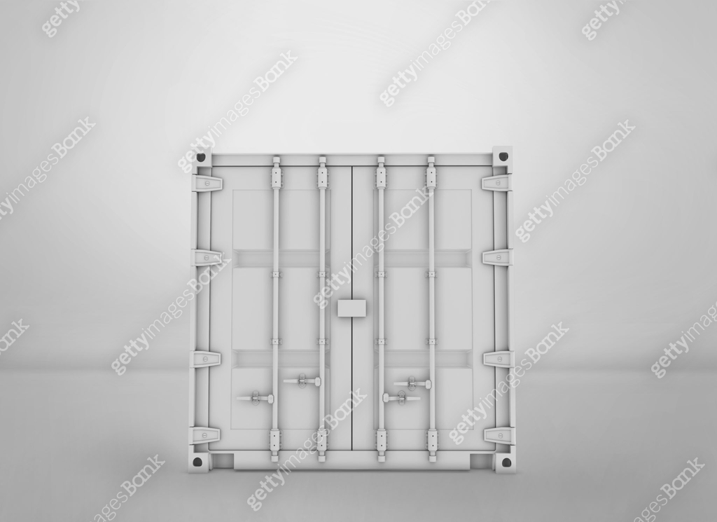 White Shipping Container, blank cargo container 3D Rednering isolated ...