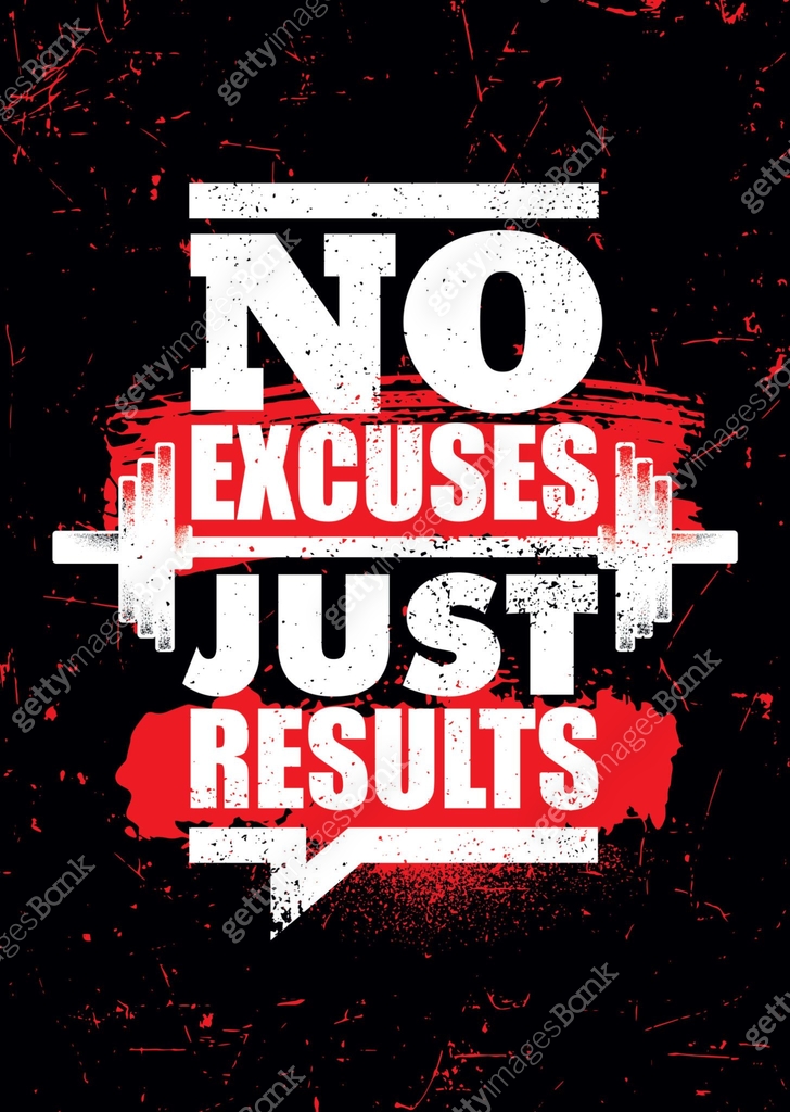 Panneau Métallique Aluminium Salle De Gym No Excuses Just Results - Décoration Murale Vintage Motivation Sport