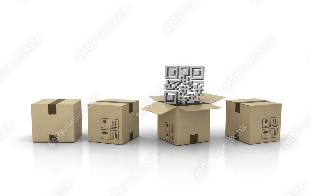 Cardboard Box with QR Code - 3D Rendering 이미지 (1203759608) 일러스트, 무료 ...