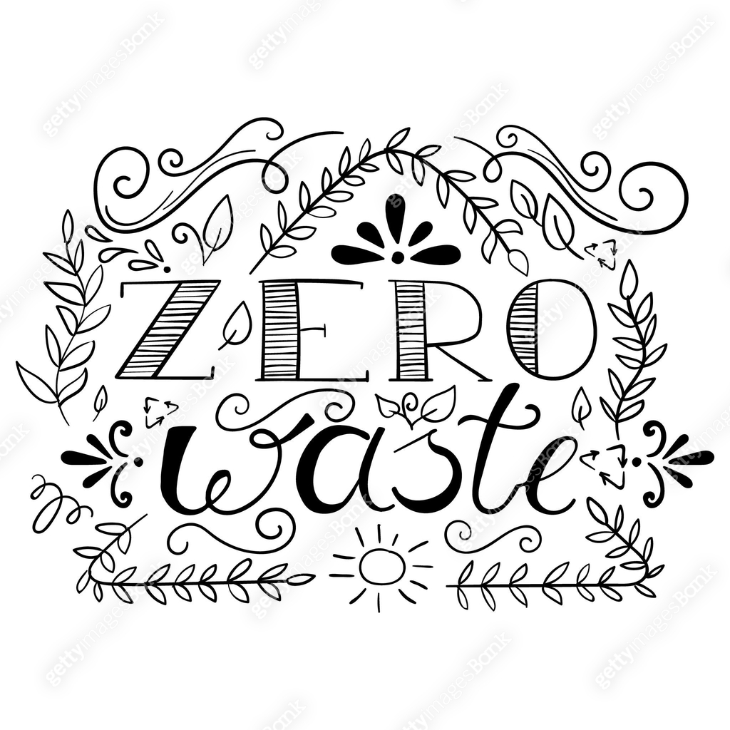 Waste Ink Lettering Hand drawn zero waste lettering with decorative elements, looking like ...