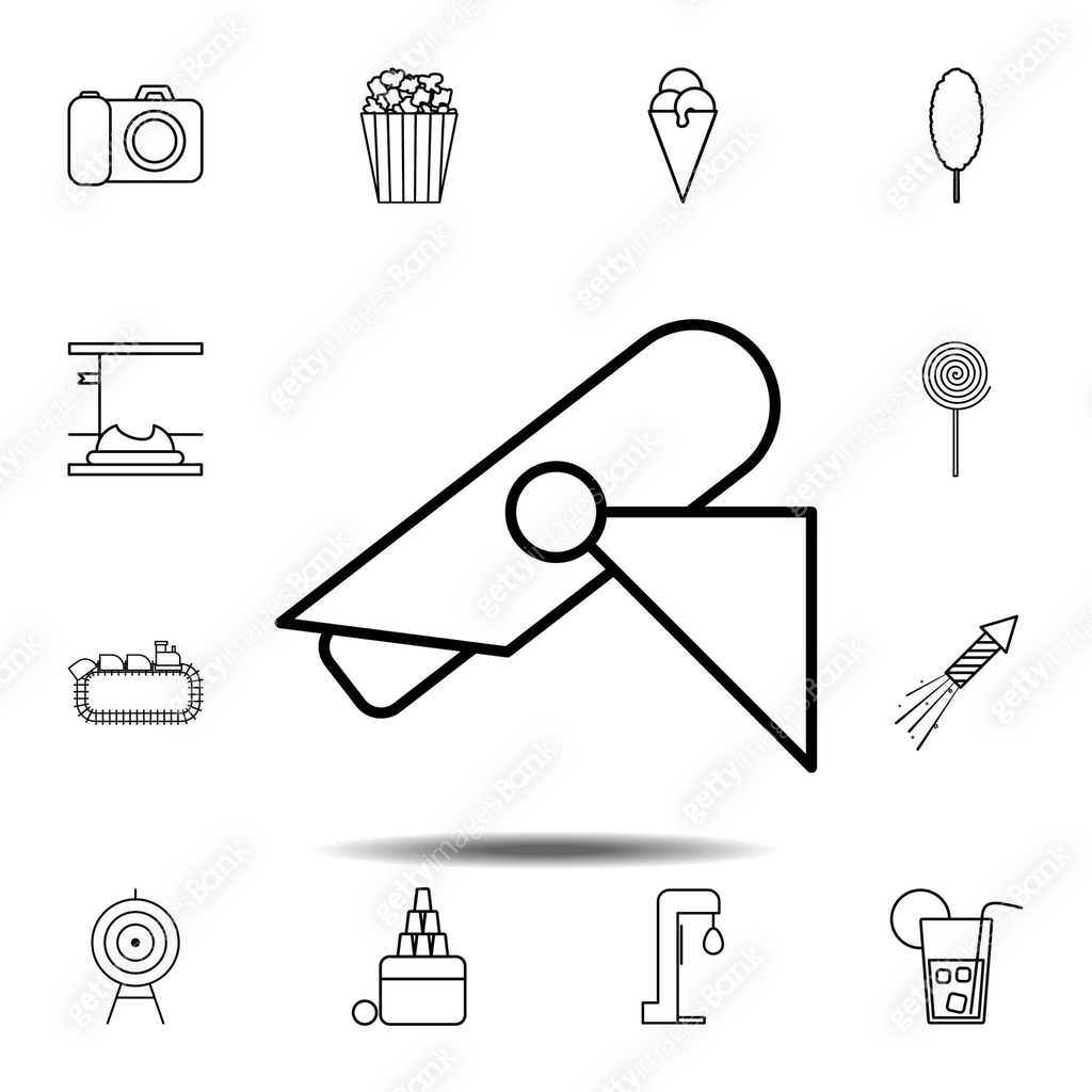CCTV camera icon. Simple outline vector element of amusement set icons ...