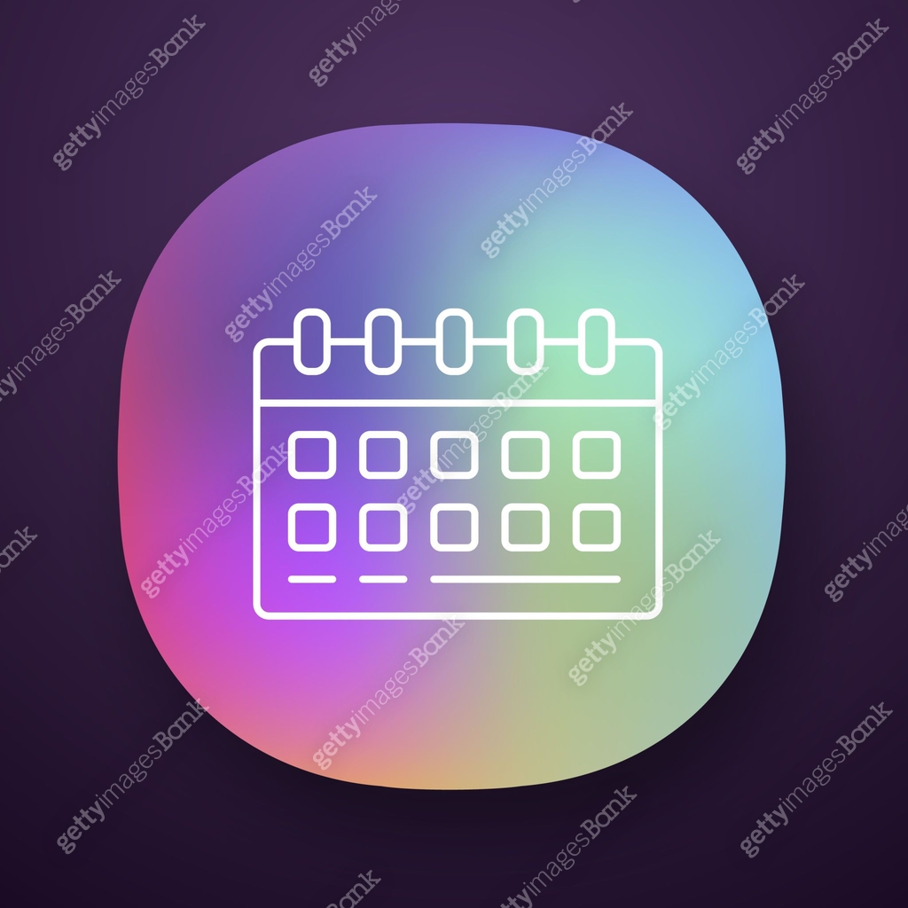 Wall calendar, desk planner app icon. UI/UX user interface. Web or ...