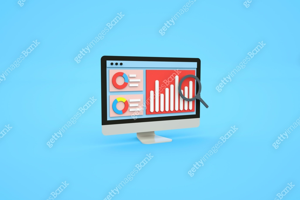 Computer Data analysis, Graph on computer screen, Digital analysis ...