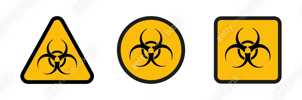 Biohazard Sign Variations Biohazard danger vector isolated icons. Hazard sign or symbol ...