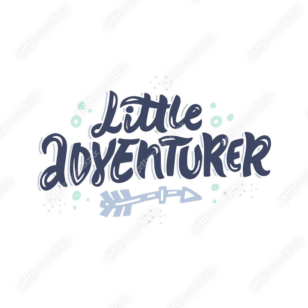 Little adventurer freehand decorative color vector lettering. Hand ...