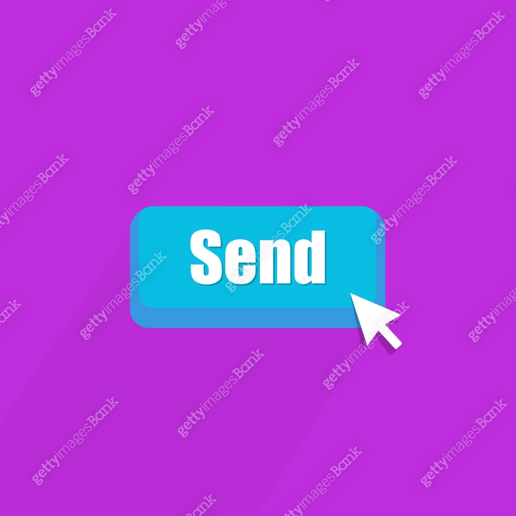Click send icon. 3d button with cursor pointer. By clicking the send ...