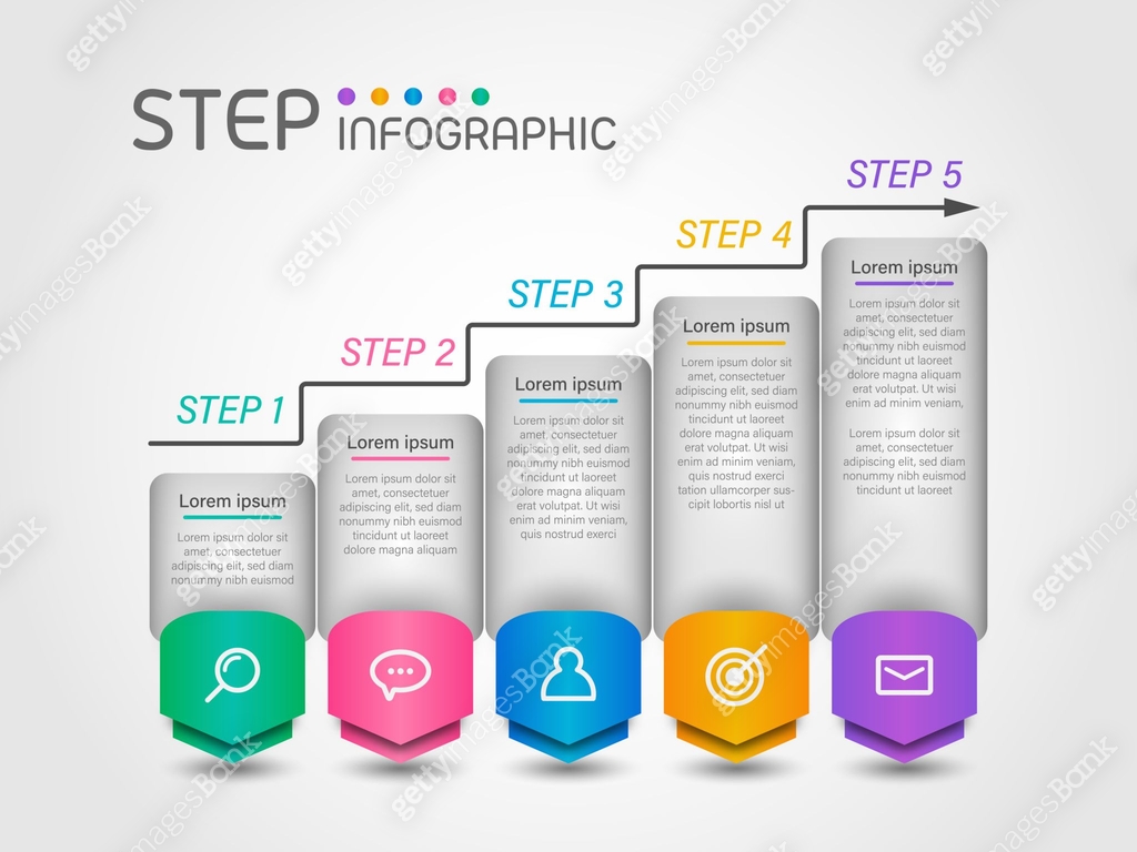 Each Step Visualization Infographic element with steps,options,milestone,processes or workflow ...