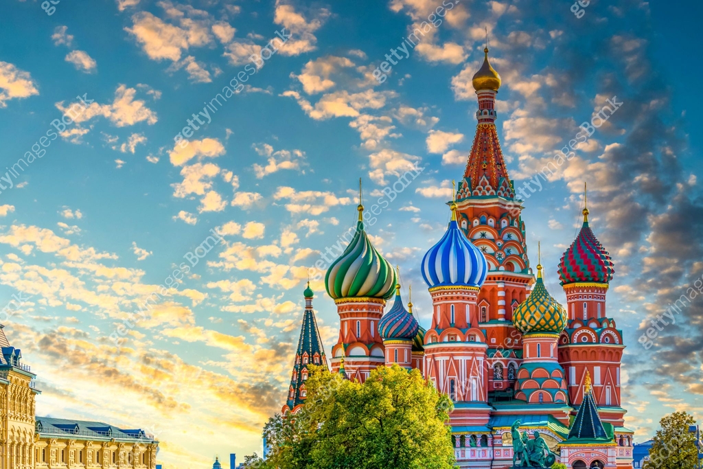 St. Basil's Cathedral ancient architecture on Red Square in Moscow City ...