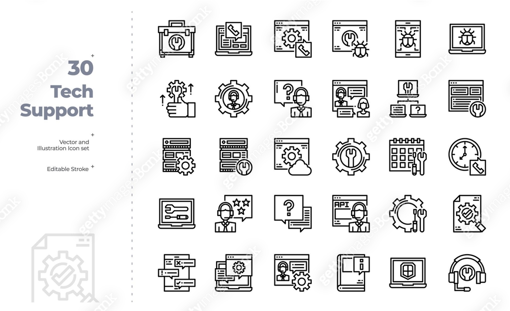 Tech Platform Icon Set Vector Line Icons Set of Tech Support. Editable Stroke. 이미지 (1216610428 ...