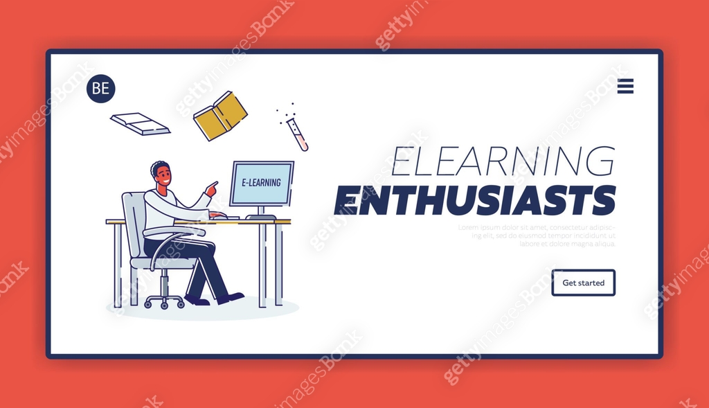Elearning Course Character Concept Of Elearning And Online Exam. Boy Student Takes A Course ...