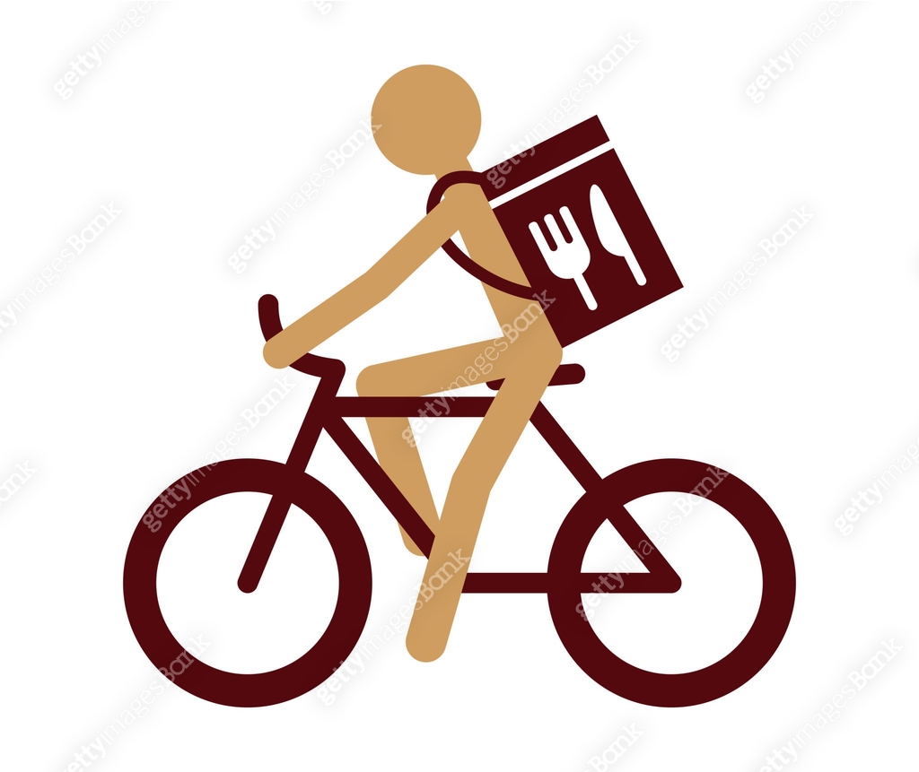 Bicycle rider delivering food. Icon illustration. 이미지 (1220726026) 일러스트 ...