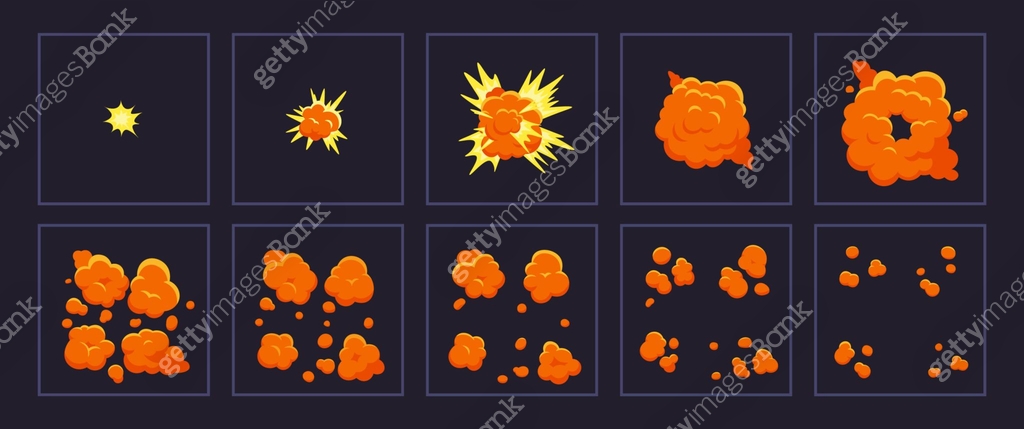 Exploding List Cartoon Cartoon motion explosions. Animated explosion shot, explode fire frames ...