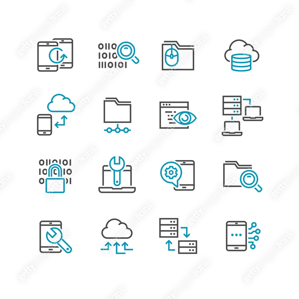 Set of custom development outline icons 이미지 (1219052527) 일러스트, 무료 일러스트 ...