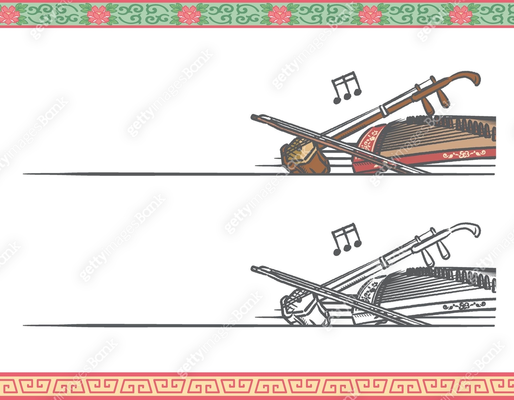 Musical Instruments Safety Label Vector Music themed vector labels with chinese musical instruments. 이미지 ...
