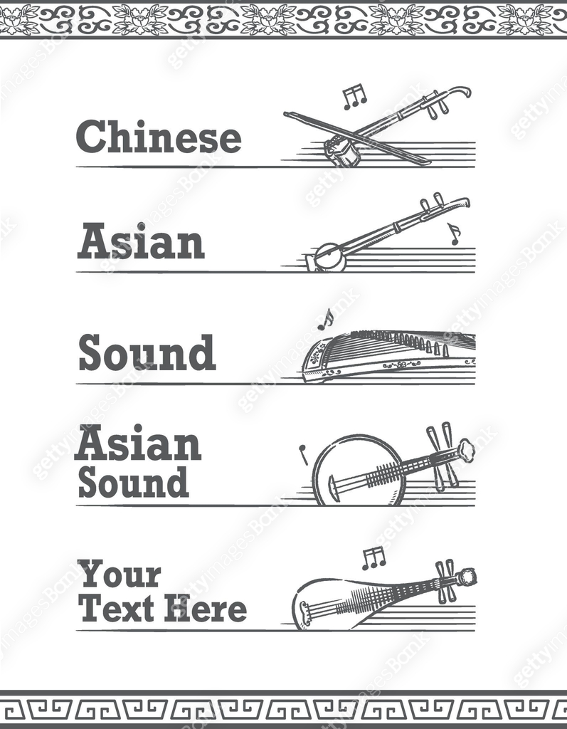 Musical Instruments Safety Label Vector Music themed vector labels with chinese musical instruments. 이미지 ...